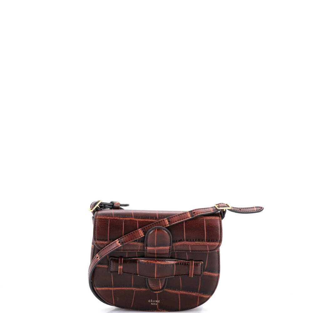 Celine Mini Symmetrical Shoulder Bag Crocodile Embossed Leather